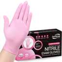 Pink Nitrile Gloves, 3-mil, Industrial Gloves Disposable Latex Free, for Cleaning & Esthetician, Rubber Powder-Free, 100-ct Box (Medium)