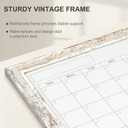 Monthly Dry Erase Calendar Whiteboard for Wall, 24" x 18" Magnetic White Board Calendar Board - Rustic Vintage Wooden Frame