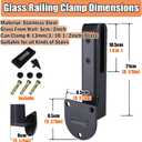 New Version Side Glass Mounting Bracket, Stainless Steel Glass Railing System/Glass Clamps, Pool Fence Railing Post Clamps for Garden Deck Balcony Stair Handrail,Black,10 Pack