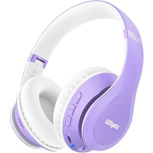 Uliptz Wireless Bluetooth Headphones, 65H Playtime, 6EQ Sound Modes, HiFi Stereo Over Ear Headphones with Microphone, Foldable Bluetooth 6.0 Headphone for Travel/Office/Cellphone/PC (Purple) (Standard)