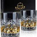 Veecom Whiskey Glass Set of 2, 10 oz Crystal Whiskey Glasses Thick Bottom Bourbon Gifts for Men, Old Fashioned Rocks Glasses Tumbler for Scotch, Cocktail, Father's Day Gifts for Men (Glass Set 2)