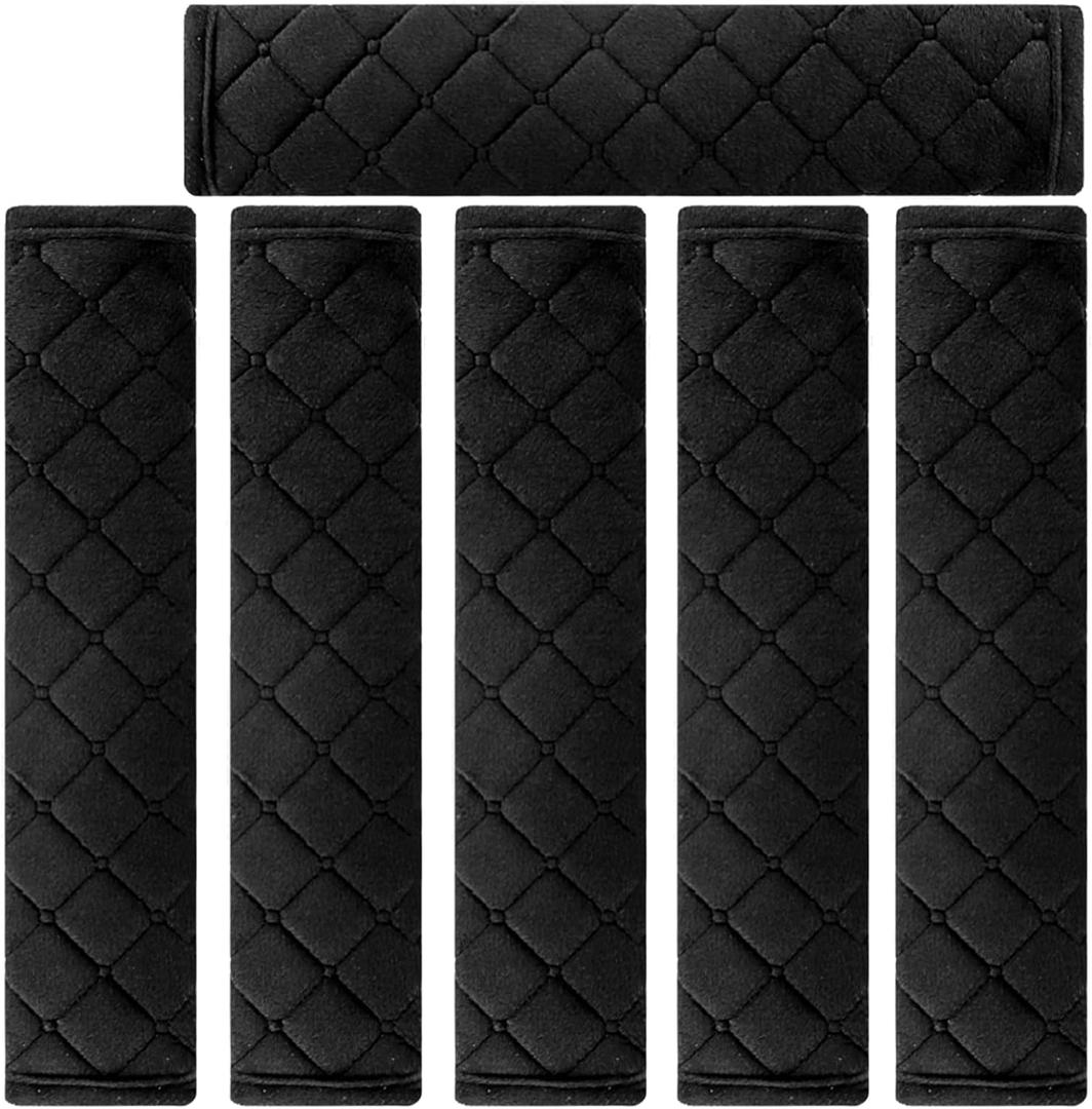 NEPAK 6 Pack Car Seat Strap Pads,Universal Car Seat Belt Pads Cover,Seat Belt Shoulder Strap Covers Harness Pad for Car/Bag,Protect Your Neck and Shoulder(Black)
