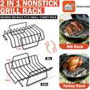 Roasting Rack for Turkey, Non-Stick Safe Coating Heavy-duty Turkey Rack for Roasting Pan, 2-in-1 Rib Rack for Smoker Grill, Roasting Rack Insert for Smokers, Oven Cooking