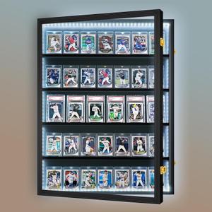 Baseball Card Display Case, 5 Tier Card Display Frame Lockable, Trading Card Display with UV Protection Sports Card Display Case for Baseball Cards, Football Cards, Sports Cards