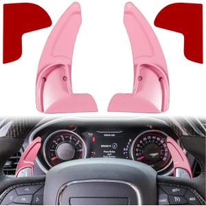 Steering Wheel Shift Paddle Extended Shifter Trim Cover for Dodge Challenger Charger Durango RT & Scat Pack 2015-2024, for Jeep Grand Cherokee 2014-2021 Interior Decoration Accessories (Pink 2PCS)