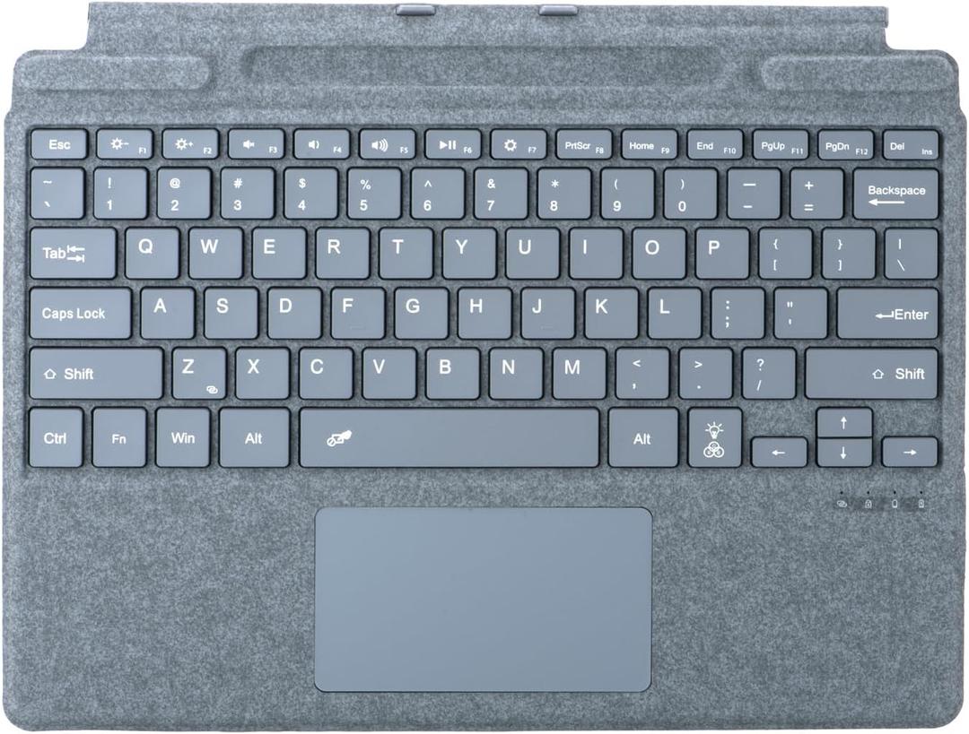 Keyboard for Microsoft Surface Pro Copilot+ (11th Edition) / Pro 11 / Pro 10/9 / 8 / X, 13 inch, Detachable Type Cover with Touchpad, 7-Color Backlit & Pen Holder (Ice Blue)