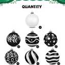 MCEAST 16 Pieces 3.15 Inches Christmas Balls Christmas Tree Pendants Shatterproof Decorative Baubles Balls for Christmas Tree Decoration, Black, White