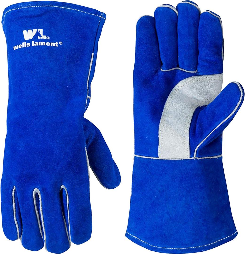 Wells Lamont Blue Lined Leather Welding Gloves, X-Large (1054XL) Wells Lamont Blue Lined Leather Welding Gloves, X-Large (1054XL)