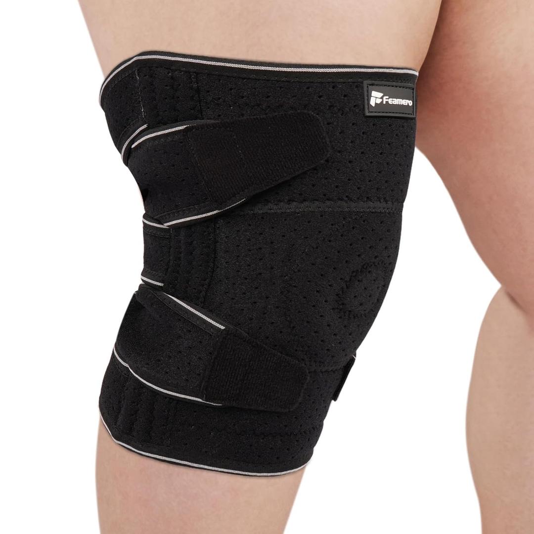 Plus Size Knee Brace for Women and Men, Innovative Cross-Pressure Adjustable Knee Support with Side Stabilizers for Meniscus Tears, Arthritis and Joint Pain Relief (XL/2XL)