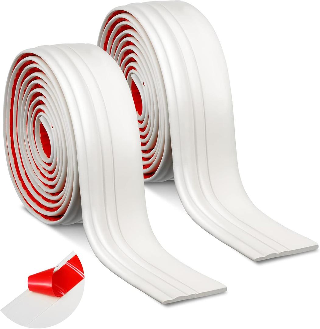 Sasylvia 2 Pcs Flexible Baseboard Molding Trim 4 Inch x 16 Feet Self Adhesive Vinyl Wall Base Peel and Stick Rubber Wall Base Trim Molding Flexible Floor for Floors(Cream White)
