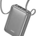VINKO Portable Charger with Built in Cable Power Bank 22.5W 20000mAh Fast Charging USB C in & Out LED Display Phone Battery Pack Compatible with iPhone Samsung Android Phones Tablets (Gray)
