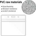 Happy Trees Badge Holder Horizontal ID Card Protector, Name Tag Badge Holders with Resealable Zip, Clear PVC Plastic Sleeves, Pass Case Credential Pouch for Office, School (50 Pack)