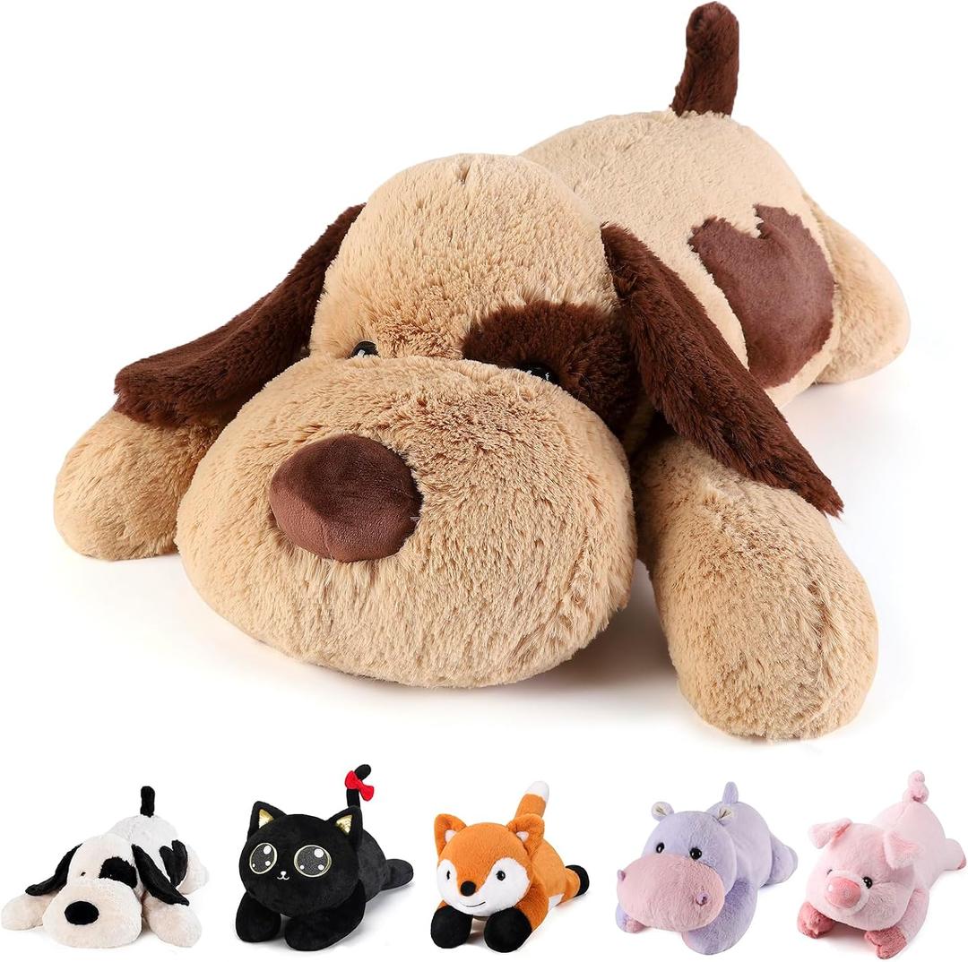 meowtastic Brown Dog Weighted Stuffed Animals - 22 Inch 4.5 Pounds Weighted Plush Dog Stuffed Animals - Big Stuffed Dog Weighted Plush Pillow - Cute Plush Toys Gifts for Kids & Adults (22" 4.5 lbs), Medium