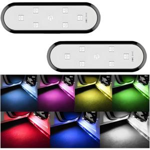 2PCS Car Door LED Lights Projector, 7 Colors Magnetic Vehicle Wireless Sill Courtesy Warning Lamp, USB Rechargeable Auto Interior Ambient Sensing Welcome Lights, Universal Fit