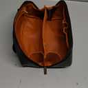 Large Capacity Travel Cosmetic Bag  PU Leather Makeup Organizer Bag Portable Woven Makeup Bags for Women Waterproof Travel Toiletry Bag with Divider Pouch, Black