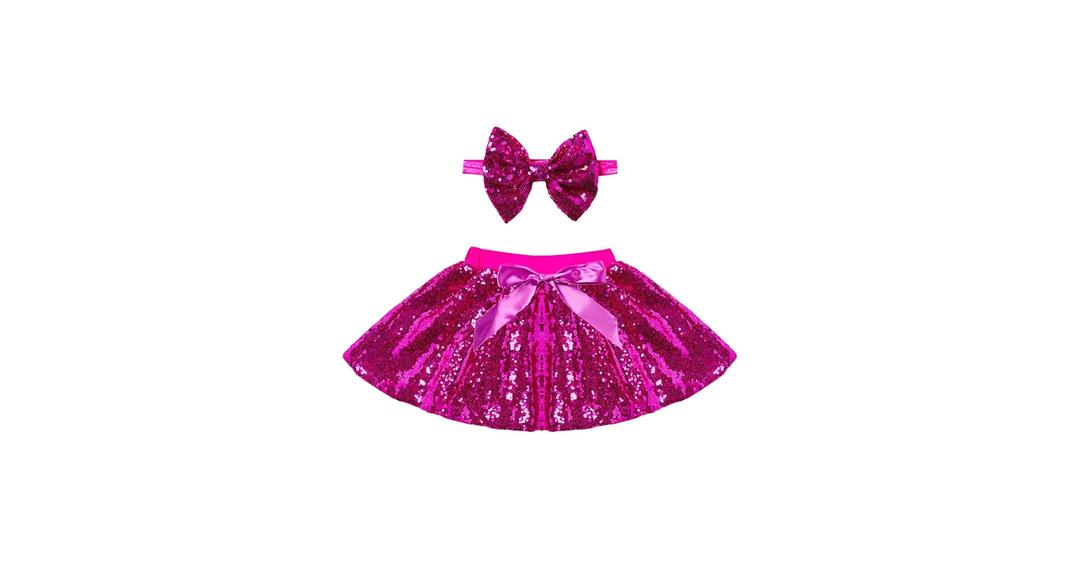 Cilucu Baby Girls Skirts Sparkly Sequin Kids Birthday Party Skirts Girls Princess Mini Skirts, Size 5-6T