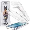 Compatible with iPhone 15/16 Screen Protector with Auto-Alignment Install Kit [Full Edge Coverage] Shatterproof Tempered Glass Screen Protector for iPhone 15/16 6.1" [2 Pack]