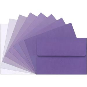 IndigoCase 108 Pack Purple Gradient Color A7 Envelopes, 5x7 Envelopes for Invitations, Self Seal Greeting Cards, Wedding, Photos, Postcards, Baby Shower - 5.25 inch x 7.25