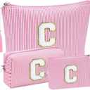 Initial Gifts Travel Cosmetic Makeup Pouch Bags Sets for Purse, 3pcs Stoney Clover Dupes Pouch Makeup Bag, Personalized Cosmetic Bags Set for Women, Make up Bag for Teen Girls 13 14 15 16 17 (C, Pink)