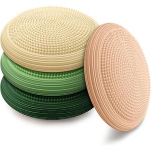 Libima 4 Pcs Wiggle Seat Inflated Wobble Cushion for Sensory Kid 13 Inches Balance Disc Flexible Seating for Classroom Sensory Pad for Chair Wiggle Cushion with Needle Pump (Matcha Color)