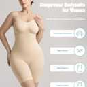 Bodysuit Shapewear for Women Seamless Body Shaper Tummy Control Snatched Waist Butt Lifter Sculpting Full Body Suit, Khaki (L/XL)
