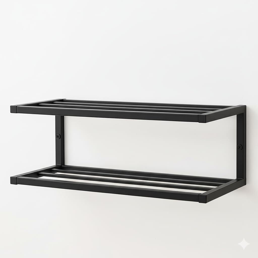 CULTURE LABELS Wall Mounted Shoe Rack  Modern 2 Tier Shoe Hanger with Easy 5–10 Minute Assembly  Space Saving Stylish Floating Shoe Rack for Entryway, Hallway, or Bedroom  Fits Various Shoe Sizes