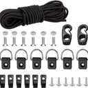 CLIO Kayak Deck Rigging Kit 8 Feet Bungee Cord with Bungee Cord Ends Hooks and Fishing D-Ring with 304 M6 Screw and 6 J-Hooks for Kayak Boat Canoe Outfitting Fishing Camping Kit
