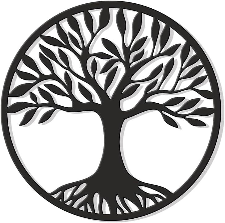 MAX WOODY Wall Art Tree Of Life Wall Decor Medium Art Zen Wall Art Chakra Grids (11.6" W x 11.6" H/29.5x29.5 cm)