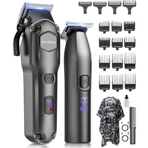 Jack & Rose Clippers and Trimmers Set, Cordless Hair Clippers for Men, Barber Clippers Set (Black)