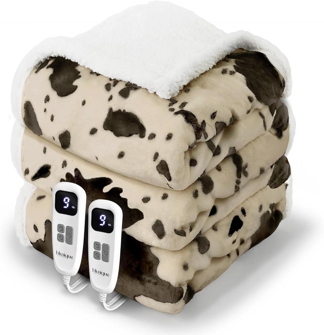 Heated Blanket Queen Blanket - Fast Heating Electric Blanket, Soft Flannel Heated Queen with 4 Time Settings,10 Heating Settings, Warm Gifts for Women & Mom & Grandma(84"x90"Light Brown) (03 - Brown Ombre-beige)