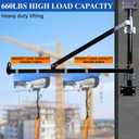 Wall Mount Jib Crane, 180 Degree Rotation Electric Scaffolding Lift with 660lbs Max Load Capacity, Electric Hoist Holder Swing Arm with Pole