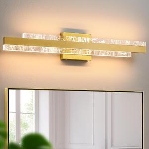 Modern Bathroom Vanity Light: Brushed Gold 27 inch 28W Dimmable LED Bath Bar Light Fixtures Over Mirror - Wall Sconce Picture Lights for Paintings Cabinets Bedroom 3000k