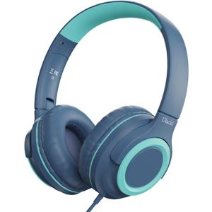 Kids Headphones, Kid Headphone for School with Volume Limit of 94 db, Wired Children Headphone for Travel/Tablet Adjustable Headband Foldable(Blue)