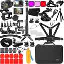 Accessories Bundle for DJI Osmo Action 5 Pro/Action 4/3 Waterproof Case Diving Housing Silicone Case Glass Screen Protector Film Whole Kit 60E (Kit1 for DJI Osmo Action 5 Pro/4/3)