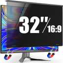 Magnetic 32 Inch Privacy Screen for Frameless Computer Monitor 16:9 Aspect Ratio,Hanging Blue Light Screen Protector Eye Protection Anti-Spy Shield, 32in Removable Privacy Filter