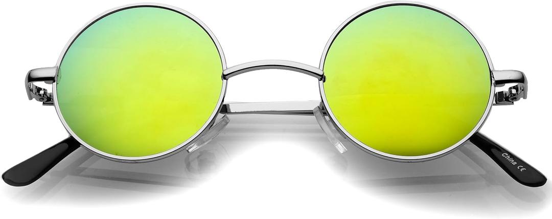 zeroUV - Retro Round Sunglasses for Men Women with Color Mirrored Lens Glasses 1409