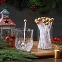 Mimorou 30 Pcs 6'' Christmas Gold Pearl Swizzle Sticks Plastic Drink Stirrers Xmas Cocktail Stirrers for Drinks Hot Cocoa Coffee Tea Festive Reusable Beverage Decorations