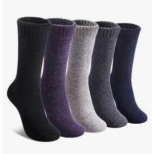 LINEMIN Wool Socks for Women Winter Warm Hiking Thick Warm Cozy Boot Crew Gift Socks 5 Pairs, One Size
