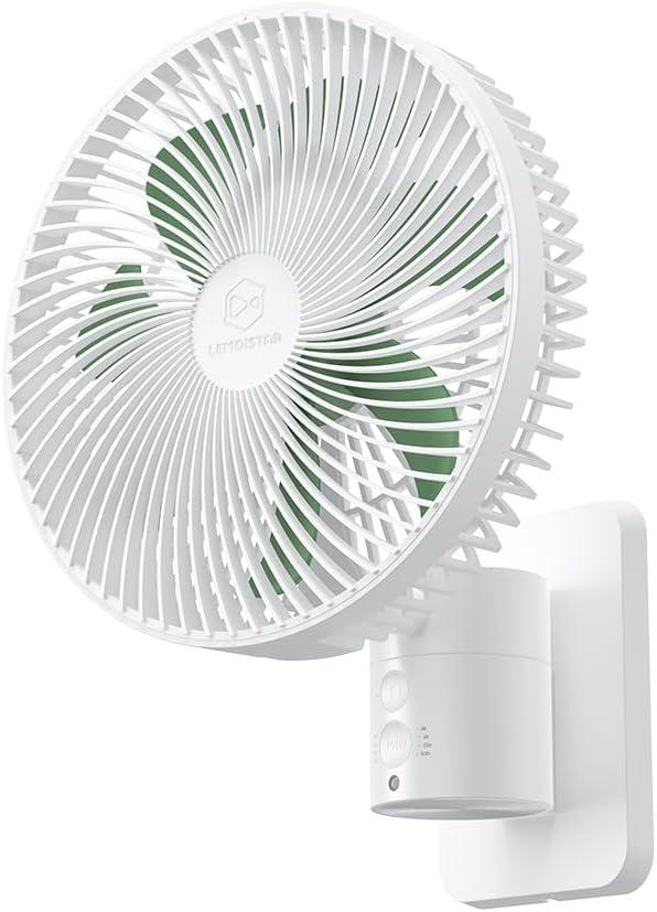 LEMOISTAR 8 Inch Small Wall Mounted Fan with Remote Control, 90 Oscillating, 4 Speeds High Velocity, Timer, Adjustable Tilt, 70 Inch Cord, Quiet, for RV Bedroom Home Office Garage-White