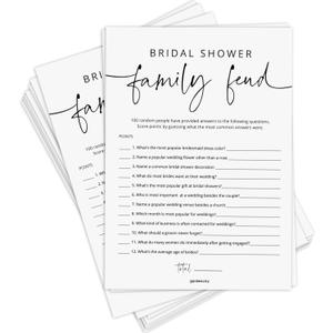 GardenCity Bridal Shower Games, 50 Bridal Shower Family Feud Game Cards, Wedding Shower Game Activity, 50 Guests, Minimalist