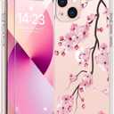 bicol for iPhone 13 Case with Screen Protector,Enhanced Camera Protection,Clear TPU Cover with Trendy Designs for Girls Women,Slim Fit Protective Phone Case,Blooming Cherry