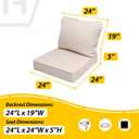 AAAAAcessories Outdoor Seat Cushions for Chairs, Fade-Resistant, Waterproof Patio Furniture Replacement Cushions, 24" x 24" x 5" + 24" x 19", Sandstone Beige