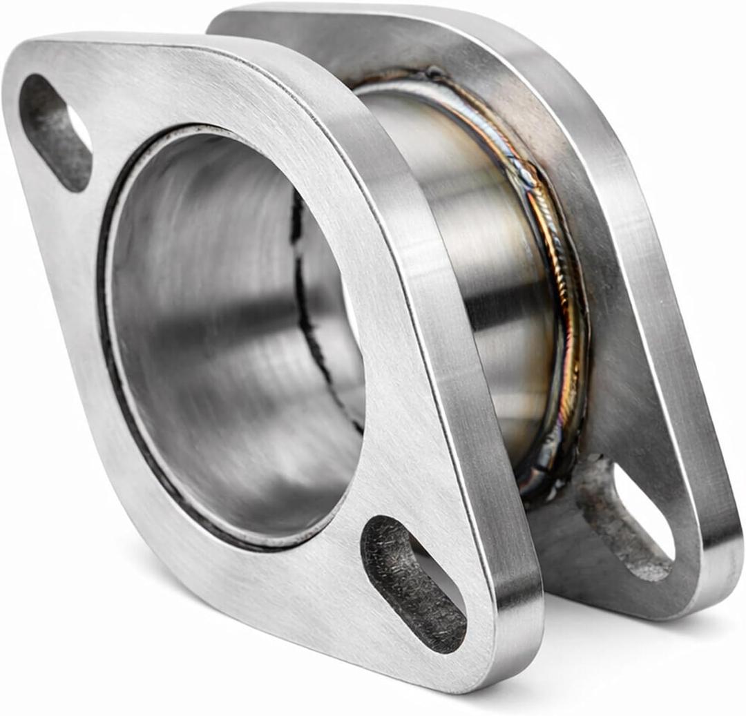 2 1/2 Inch OD (2.5") 2 Bolt Exhaust Flange Double Flanged Connector Pipe, T304 Stainless Steel Weld-On Adapter, Universal Exhaust Coupler, Exhaust Pipe Fittings for Exhaust System Repair