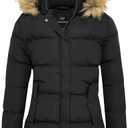 FARVALUE Women's Winter Coat Warm Parka Jacket Puffer Quilted Thicken Hooded Outerwear with Fur Trim (Large, Black)