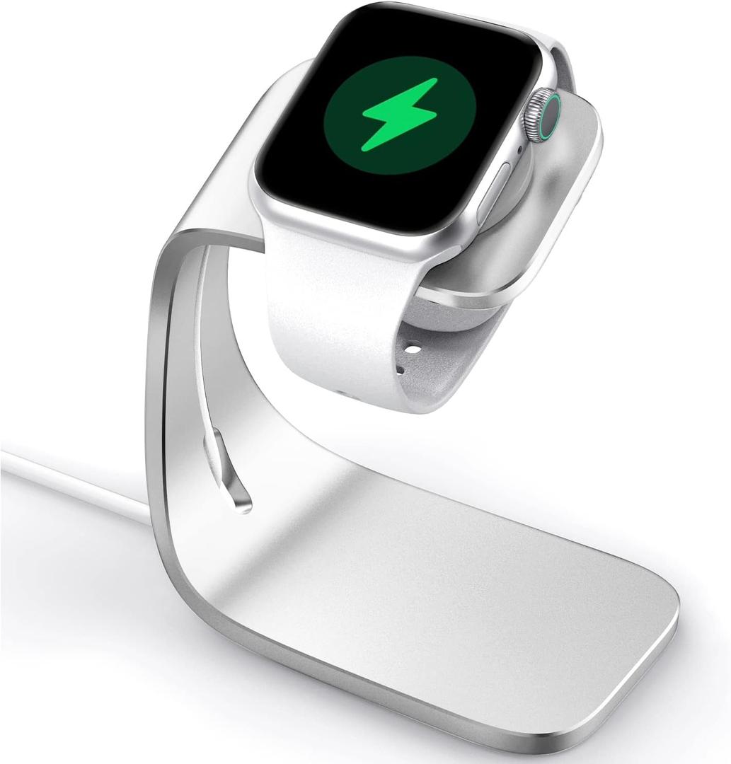 Aluminum Stand for Apple Watch,Desk Charger Holder Cradle Charging Dock Nightstand Station Accessories,for iWatch Series SE Ultra/Series 10/9/8/7/6/5/4/3/2/1-SilverCharger Not Included