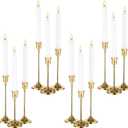 12 Pack Brass Golden Candlestick Holders, Vintage Taper Candle Holders Set in 3 Sizes for Dining Table, Fireplace, Party Decor