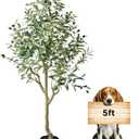 Artificial Olive Tree 5FT Olive Tree Indoor Floor Plant with 1482 Leaves Lush Large Artificial Plant Faux Olive Plant for Corner Bedroom Livingroom Patio Office