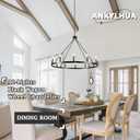 Wagon Wheel Chandelier 12 Light 38" Large Black Farmhouse Chandelier for Dining Room Rustic Country Pendant Light Fixtures Hanging Modern Round Chandeliers for Living Room High Ceilings Entryway Foyer