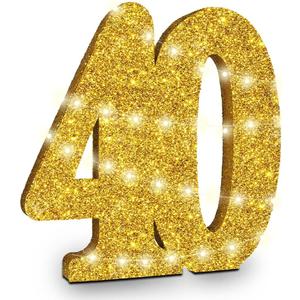 Eploger 40th Birthday Decorations for Men and Women,40th Anniversary Decorations,30cm Glod Glitter 40th Birthday Centerpieces for Table Decorations,Number 40 Table Topper Decor (Gold)