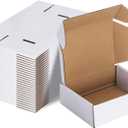 MEBRUDY 6"x4"x2" Shipping Boxes Pack of 25, White Small Corrugated Cardboard Box for Mailing Packing Literature Mailer